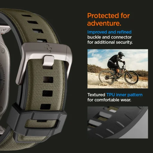 Spigen Durapro Armor Apple Watch 6 / 7 / 8 / 9 / 10 / 11 / Se / Ultra 1 / 2 (44 / 45 / 46 / 49 mm) Katonai zöld szíj - 12