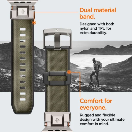 Spigen Durapro Armor Apple Watch 6 / 7 / 8 / 9 / 10 / 11 / Se / Ultra 1 / 2 (44 / 45 / 46 / 49 mm) Katonai zöld szíj - 14