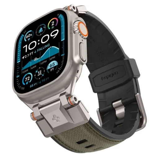 Spigen Durapro Armor Apple Watch 6 / 7 / 8 / 9 / 10 / 11 / Se / Ultra 1 / 2 (44 / 45 / 46 / 49 mm) Katonai zöld szíj - 7