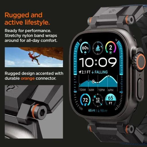 Spigen Durapro Armor Apple Watch 6 / 7 / 8 / 9 / 10 / 11 / SE / Ultra 1 / 2 (44 / 45 / 46 / 49 mm) Sötétkék szíj - 11
