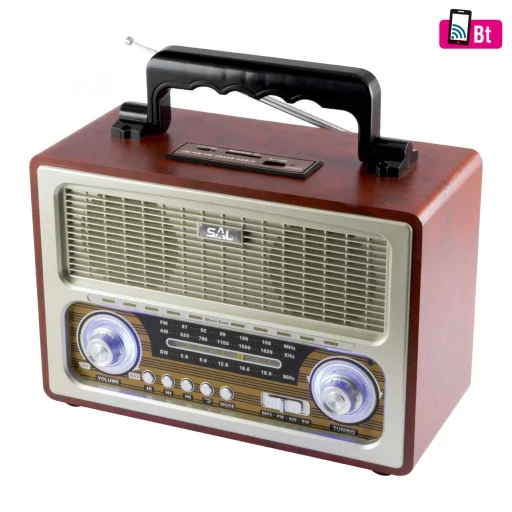 SAL RRT 3B retro táskarádió, multimédia lejátszó, BT, USB/MicroSD, AUX, Rádió, ~12 óra üzemidő - 1