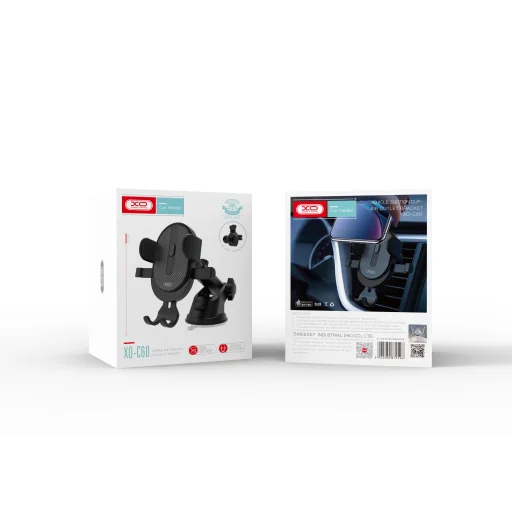 XO C60 fekete autós telefontartó szett műszerfalra, szellőzőre - 7