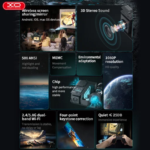 XO projektor FF01 120 hüvelyk fekete - 4