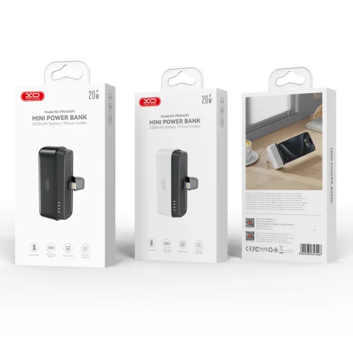 XO powerbank mini PR244 20W 5000 mAh Lightning csatlakozóval fekete - 5
