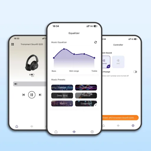 Tronsmart Soundfii Q20 ANC On-Ear Bluetooth 5.3 Vezeték nélküli Fejhallgatók - Fehér - 18