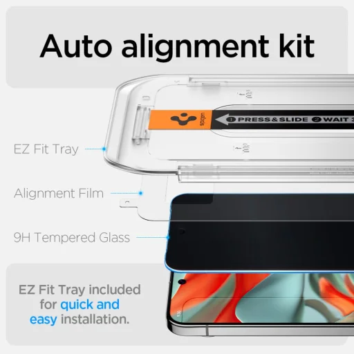 Spigen Glas.tr "Ez Fit" 2-csomag Google Pixel 9 Pro XL Privacy üvegfólia - 9