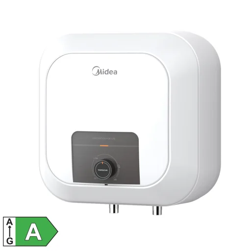 MIDEA D10-20VD1(O) elektromos vízmelegítő, bojler, 2000 W, 10 liter, zománcozott víztartály és fűtőszál, mechanikus vezérlés, konyhapult fölé szerelhető - 1