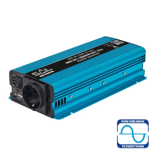 SAL SAI 500TS tiszta szinuszos feszültségátalakító, 500 W, inverter, 2,1 A USB gyorstöltő, gyermekzár - 1