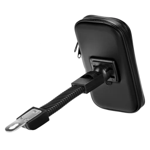 Vízálló motorkerékpár tartó mobiltelefonhoz cipzárral (5,5" - 6,3") fekete - 2