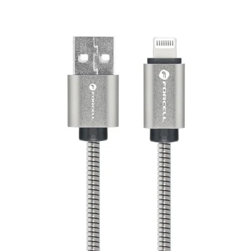 FORCELL F-ENERGY Metal C236 kábel USB A Lightning 2,4A 12W 1 m ezüst, - 3