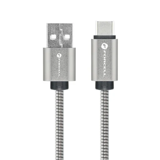 FORCELL F-ENERGY Metal C234 kábel USB A-ról Type-C-re QC3.0 2,4A 12W 1 m ezüst - 3
