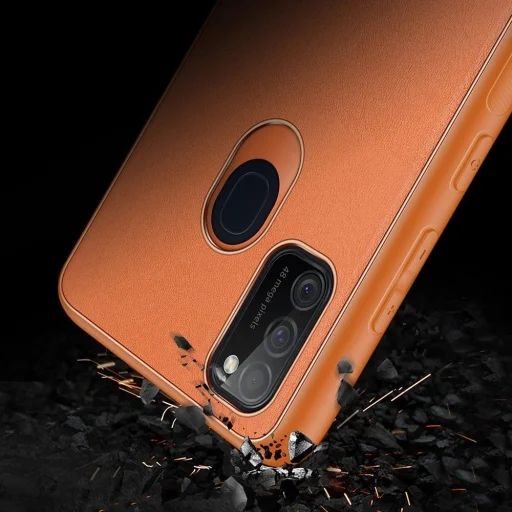Dux Ducis Yolo elegáns tok puha TPU és PU bőrből Samsung Galaxy M30s narancssárga tok - 11
