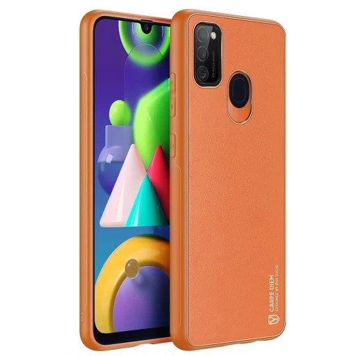 Dux Ducis Yolo elegáns tok puha TPU és PU bőrből Samsung Galaxy M30s narancssárga tok - 3