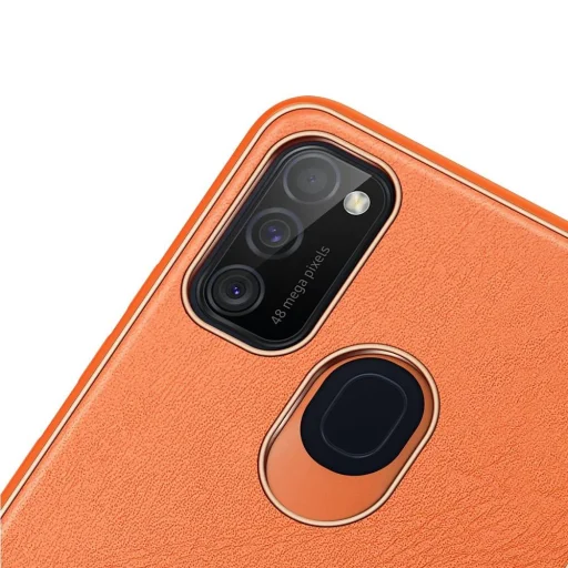 Dux Ducis Yolo elegáns tok puha TPU és PU bőrből Samsung Galaxy M30s narancssárga tok - 6