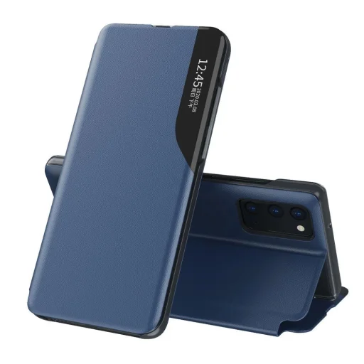 Eco Leather View fliptok elegáns könyvtok állvány funkcióval Samsung Galaxy A02s EU kék tok - 1