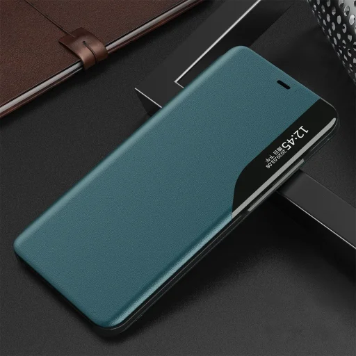 Eco Leather View Case elegáns fliptok kitámasztóval iPhone 13 Pro Max zöld tok - 11
