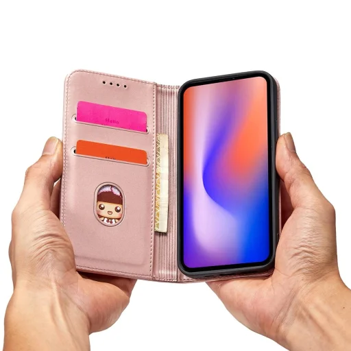 Magnet Card fliptok iPhone 12 Pro Max-hoz Kártyatartó Pénztárca Kártyatartó Rózsaszín tok - 13