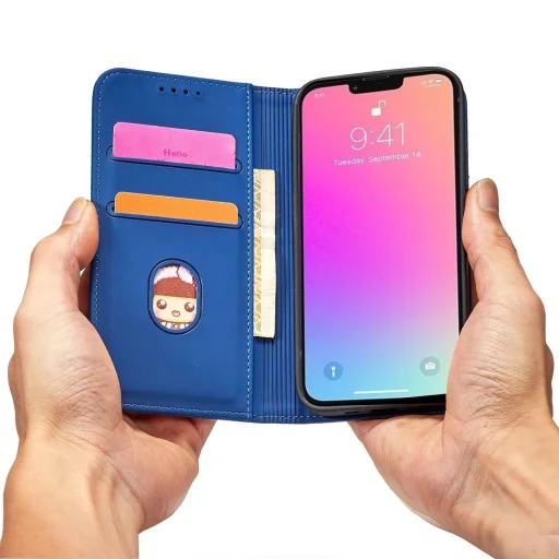 Magnet Card tok iPhone 13 Pro Max Kártyatartó Tok Kék - 10