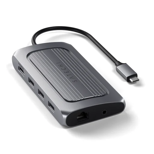 Satechi Alumínium USB4 Többportos Adapter 8K HDMI-val (1x8K HDMI/30Hz, USB-C PD 100W, Ethernet, 2xUSB-A 3.2, 1xUSB-A 2.0, Micro/SD, 3,5 mm audio) - Űrszürke - 1