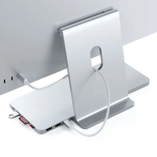 Satechi USB-C Keskeny Dokkoló 24" IMAC (1x USB-C Upstream Port, 2x USB 2.0, 1x Micro SD, 1x SD Kártya, 1x USB-A, 1x M.2 SSD nyílás, 1x USB-C) színben illeszkedő kábel mellékelve - Ezüst - 7