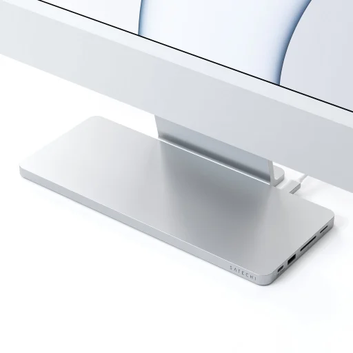 Satechi USB-C Keskeny Dokkoló 24" IMAC (1x USB-C Upstream Port, 2x USB 2.0, 1x Micro SD, 1x SD Kártya, 1x USB-A, 1x M.2 SSD nyílás, 1x USB-C) színben illeszkedő kábel mellékelve - Ezüst - 8