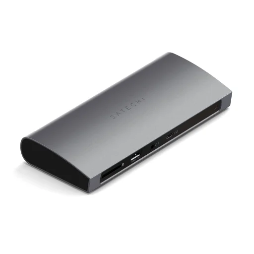 Satechi Alumínium Thunderbolt 4 Dokkoló (1xT4 P 96W, 3x T4 40Gbps 15W, Ethernet, 3xUSB-A 3.2 10 Gbps, 1xUSB-A 2.0 töltés, SD kártya, 3.5mm audio) EU verzió - Űrszürke - 1