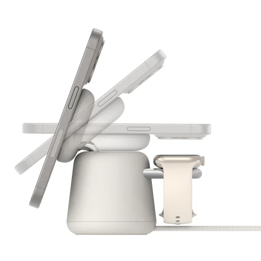 Belkin BOOST CHARGE 2 az 1-ben Vezeték Nélküli Töltőállomás MagSafe 15W - Homokszínű - 3