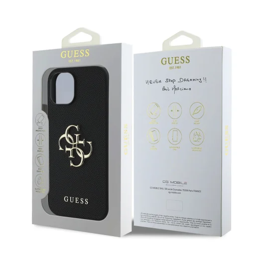 Guess PU Grained 4G Metal Logo tok iPhone 13 fekete - 7