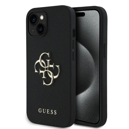 Guess PU Grained 4G Metal Logo tok iPhone 13 fekete - 1