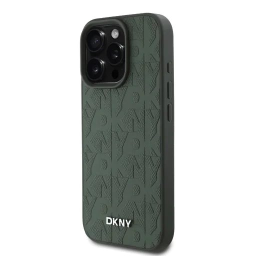  iPhone 16 Pro Max Zöld DKNY PU bőr rácsmintás Magsafe tok - 2