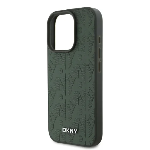  iPhone 16 Pro Max Zöld DKNY PU bőr rácsmintás Magsafe tok - 5