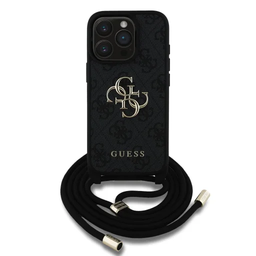 Guess PU 4G Metal Logo Crossbody Strap tok iPhone 15 Pro Max Fekete - 2