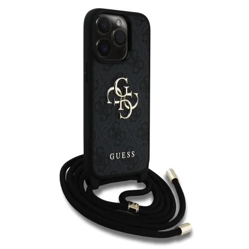 Guess PU 4G Metal Logo Crossbody Strap tok iPhone 15 Pro Max Fekete - 3