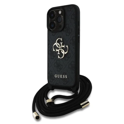 Guess PU 4G Metal Logo Crossbody Strap tok iPhone 15 Pro Max Fekete - 1
