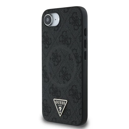  iPhone 16e fekete Guess PU 4G Strass Triangle Metal Logo tok - 2
