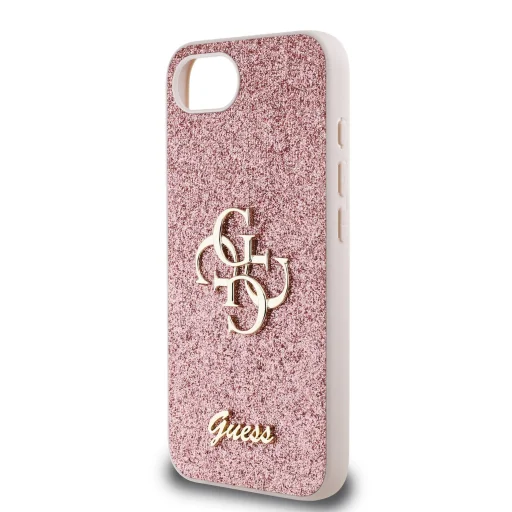  iPhone 16e rózsaszín Guess PU Fixed Glitter 4G Metal Logo tok - 5