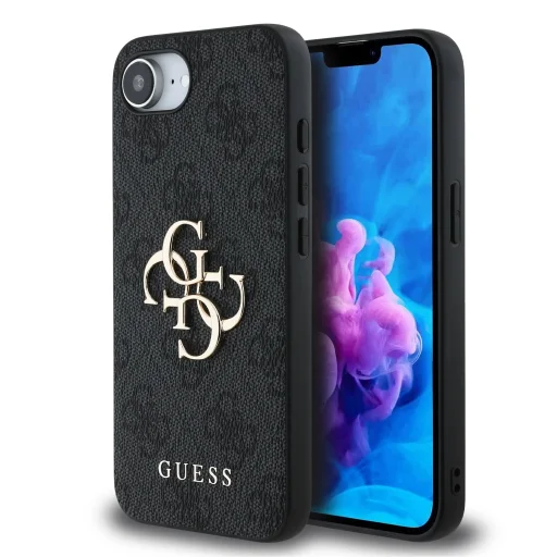  iPhone 16e Guess PU 4G Metal Logo szürke tok - 1