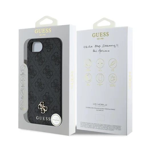  iPhone 16e Guess PU 4G Small Metal Logo MagSafe Szürke tok - 7