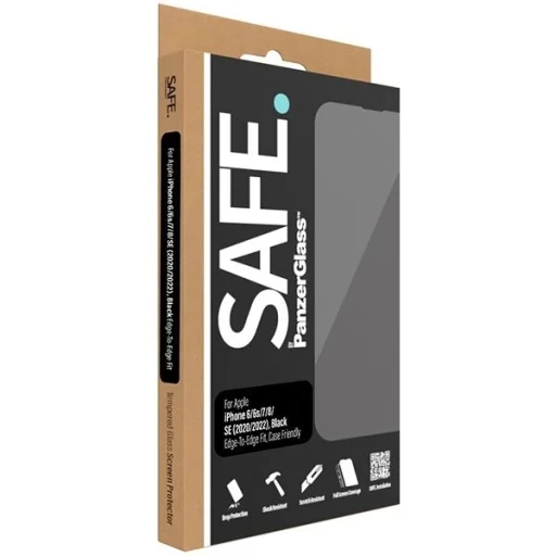 SAFE by PanzerGlass edzett üveg iPhone SE 2020 / SE 2022 / 8 / 7 / 6 / 6s - fekete kerettel üvegfólia - 4