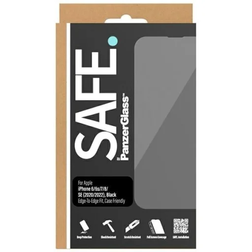 SAFE by PanzerGlass edzett üveg iPhone SE 2020 / SE 2022 / 8 / 7 / 6 / 6s - fekete kerettel üvegfólia - 5