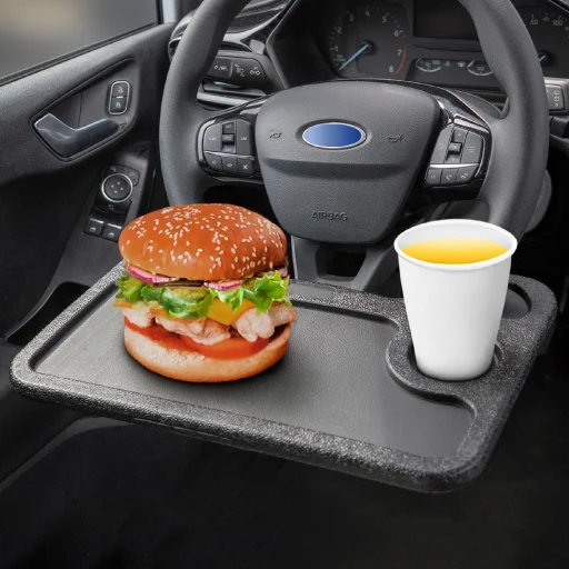 SAL VST 01 kormánytálca, 2in1, laptoptartó, ételtartó tálca, max. 5kg, 75mm pohártartó, 420x280x22 mm - 4