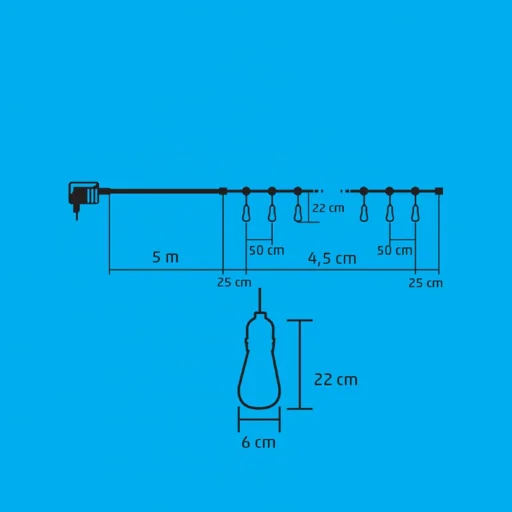 Home LPL 10 PAPAYA filament LED-es fényfüzér, 4,5 m / 10 db melegfehér filament LED, víztiszta búra, sorolható, fekete gumivezeték, adapter, kül- és beltéri kivitel - 3