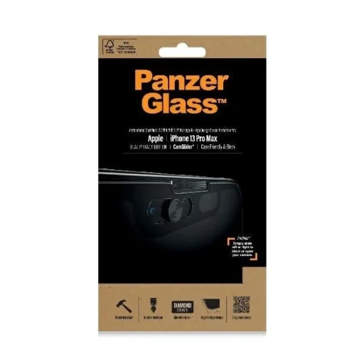 PanzerGlass E2E Microfracture Antibakteriális Adatvédelmi Üveg Kameravédővel iPhone 13 Pro Max - fekete kerettel üvegfólia - 2