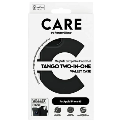 CARE by PanzerGlass Feature Tango 2 az 1-ben MagSafe fliptok iPhone 15 - fekete tok - 4