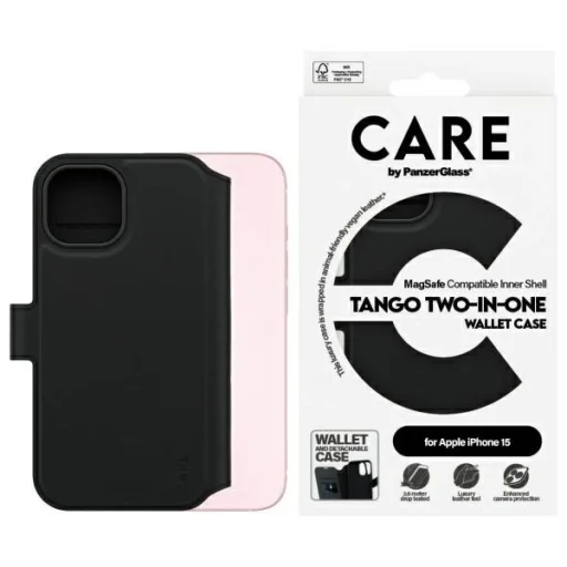 CARE by PanzerGlass Feature Tango 2 az 1-ben MagSafe fliptok iPhone 15 - fekete tok - 1