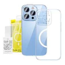 Baseus Crystal iPhone 14 Pro Max Átlátszó mágneses tok és üvegfólia