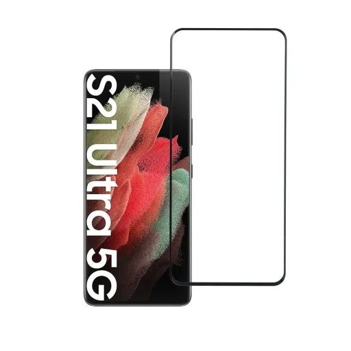 Edzett üveg Blue Star - SAMSUNG Galaxy S21 Ultra teljes felület (teljes ragasztó/környezetbarát) - fekete üvegfólia - 2
