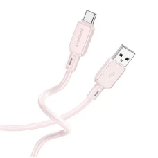 Borofone Kábel BX94 Crystal szín - USB - Typ C - 3A 1 méter világos rózsaszín,