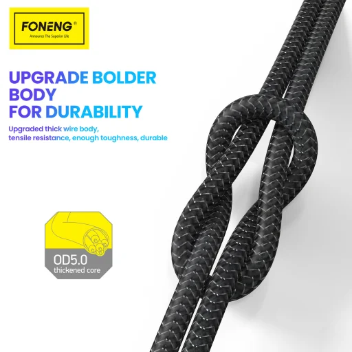 Foneng Kábel X82 - USB - Micro USB - 3A 1 méter fekete - 2