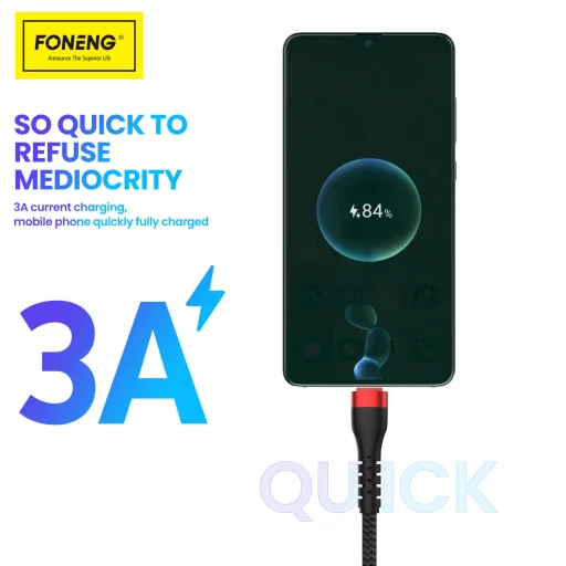 Foneng Kábel X82 - USB - Micro USB - 3A 1 méter fekete - 4